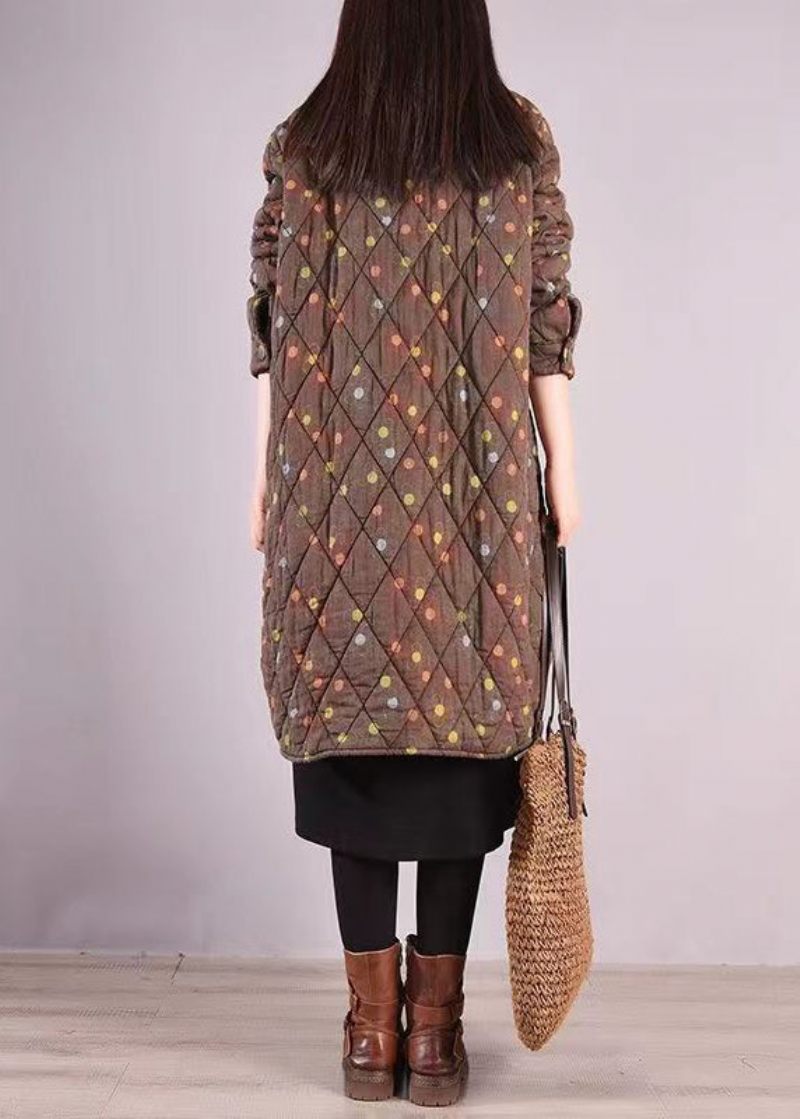 Kaffetrycksfickor Patchwork Fin Bomullsfylld Kappor Stativ Krage Vinter - Dunjackor för kvinnor