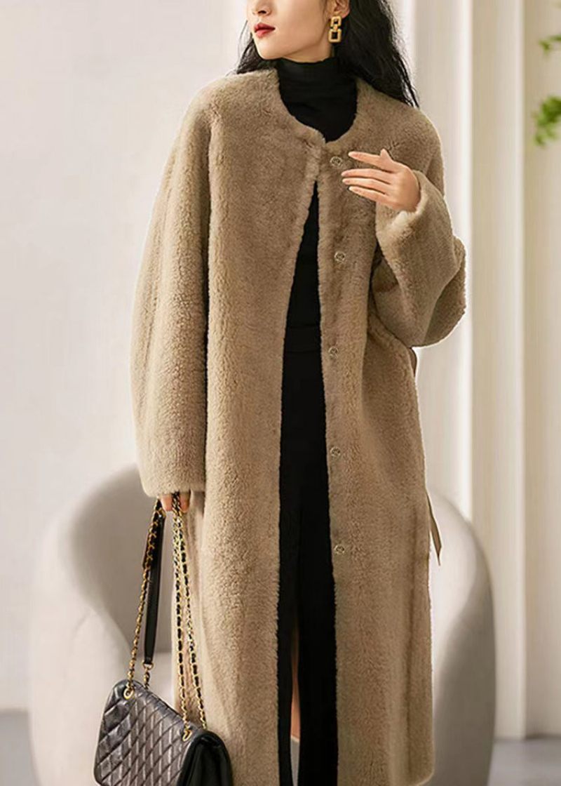 Kamelfickor Patchwork Ull Trench O Neck Button Winter