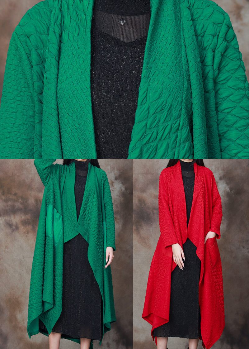 Kvinnor Grön Asymmetrisk Patchwork Bomulls Cardigan Spring - Koftor för kvinnor