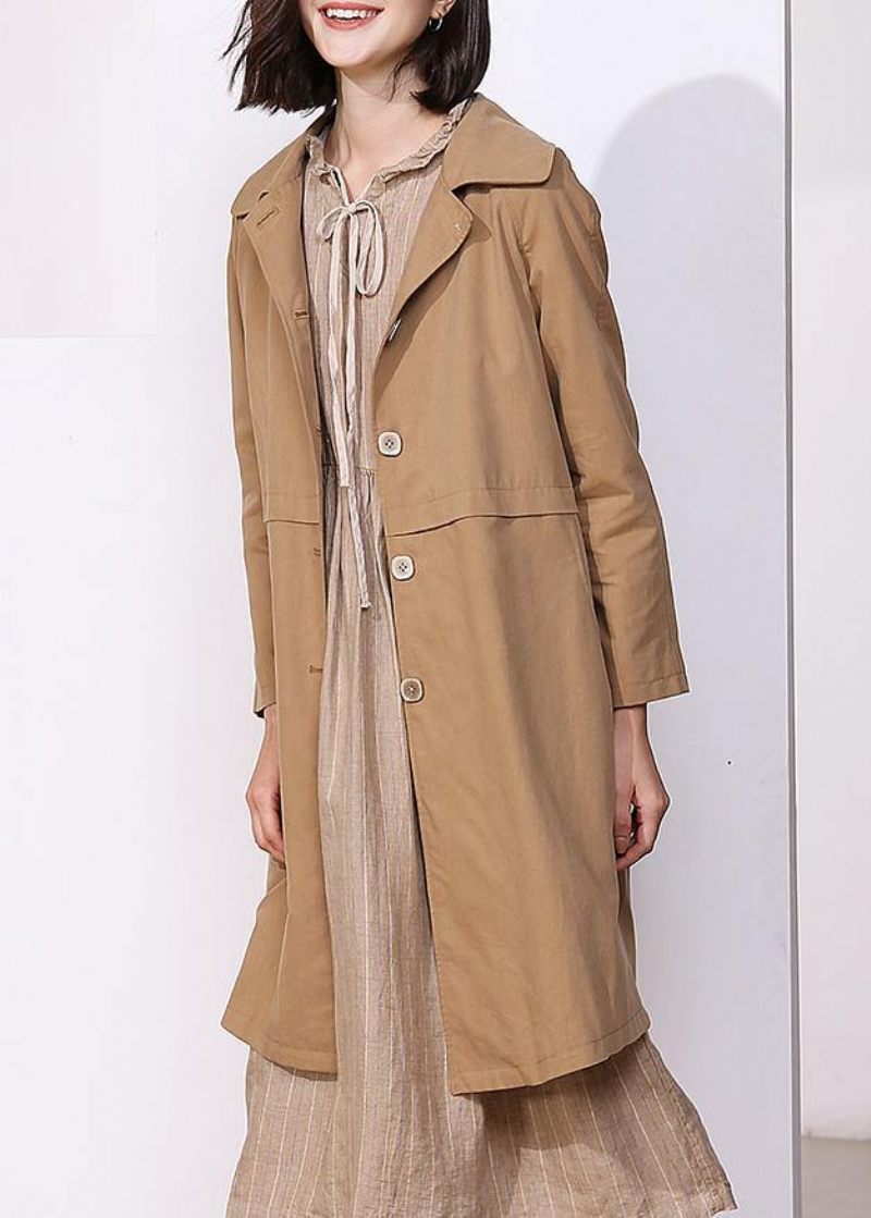Kvinnor Khaki Fin Trenchcoat Inspiration Långärmade Vårjackor - Trenchcoats för kvinnor
