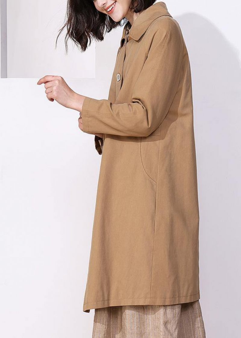 Kvinnor Khaki Fin Trenchcoat Inspiration Långärmade Vårjackor - Trenchcoats för kvinnor