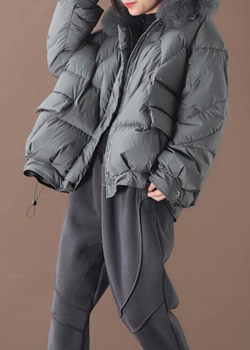 Kvinnor Plus Size Kläder Dunjacka Vinter Ytterkläder Svart Pälskrage Dragsko Kvinna - Dunjackor för kvinnor
