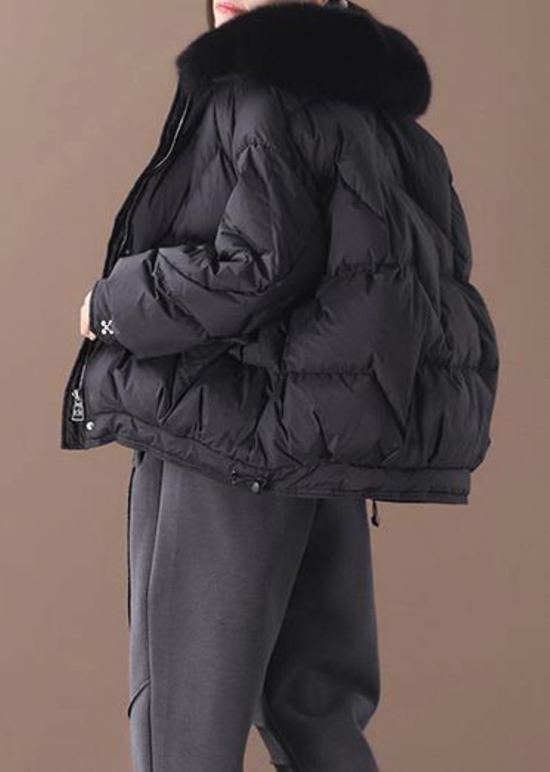 Kvinnor Plus Size Kläder Dunjacka Vinter Ytterkläder Svart Pälskrage Dragsko Kvinna - Dunjackor för kvinnor