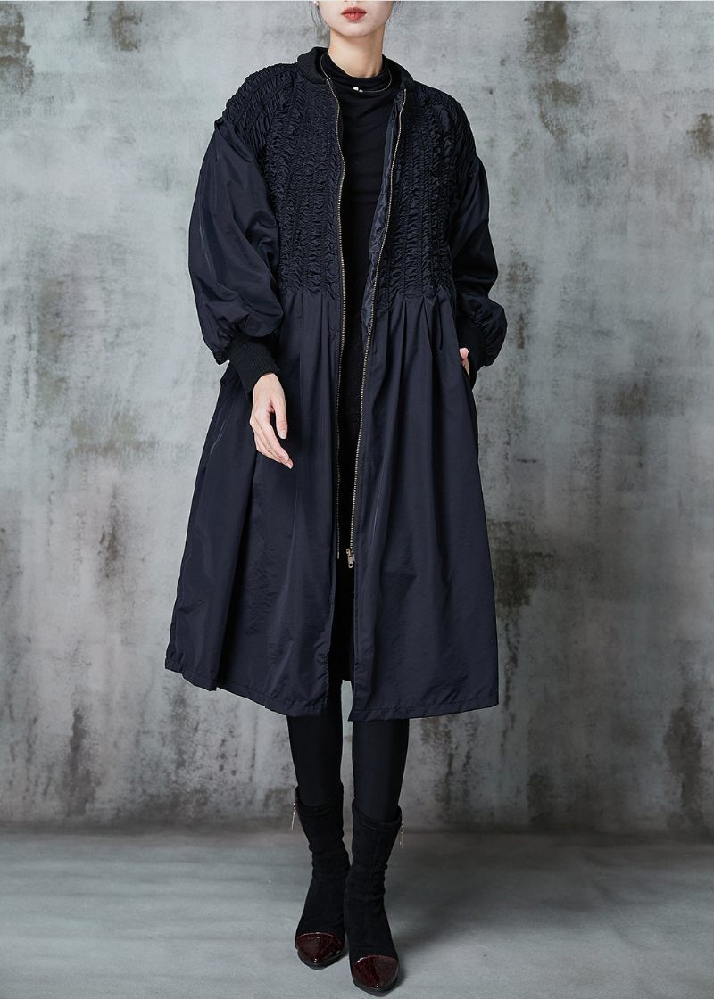 Kvinnor Svart Oversized Skrynkliga Duck Down Puffers Jackor Vinter - Dunjackor för kvinnor