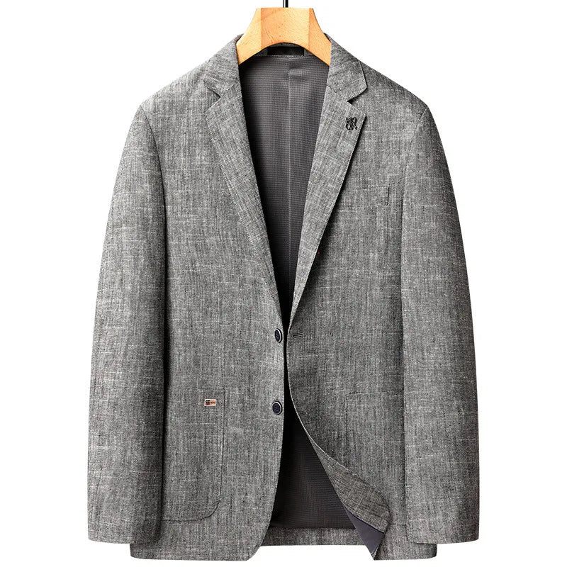 Linne Blazers Man Lös Business Casual Kostym Jacka Lyx Utomhusrockar Vårdräkter För Män - Blå