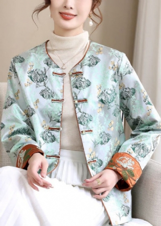 Lös Blå V-ringad Knapptryck Silk Coats Spring
