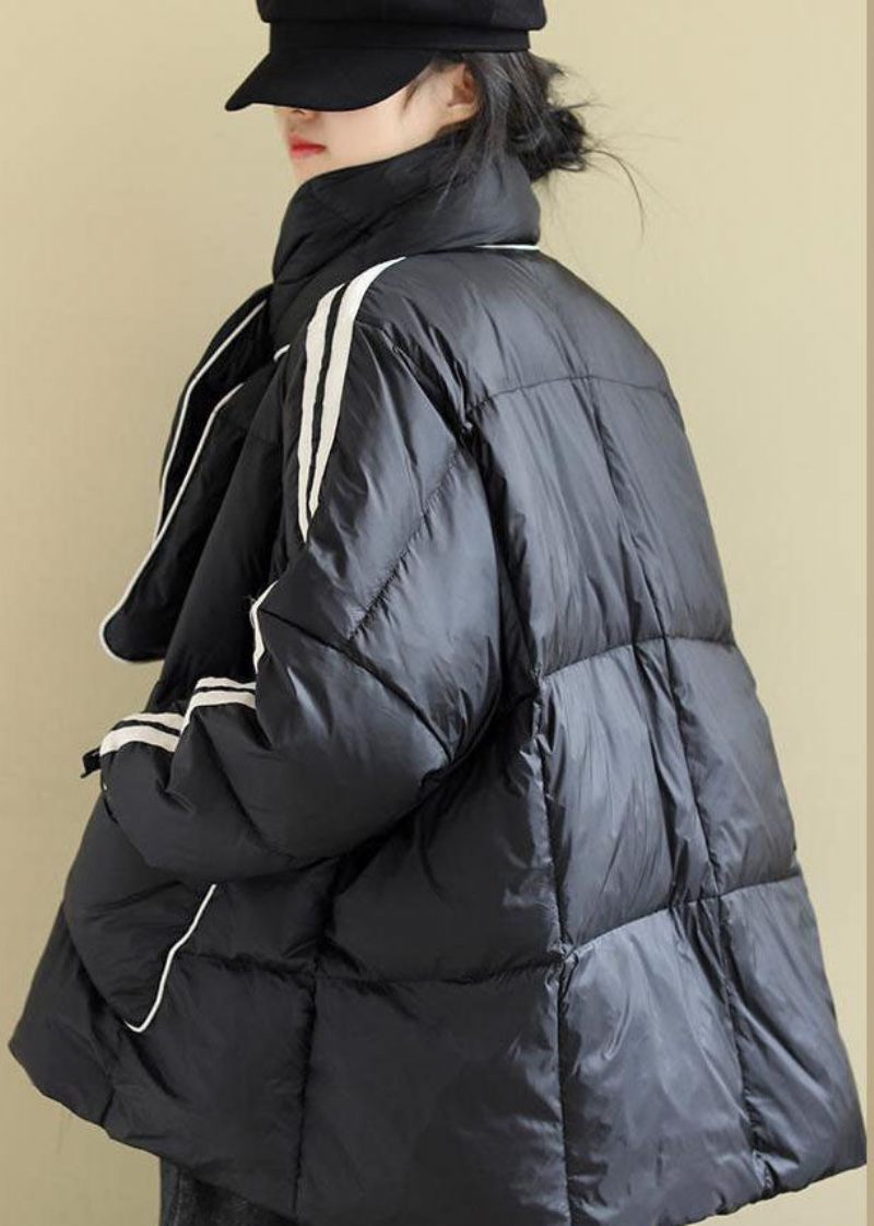 Lösa Svarta Fickor Med Blixtlås Lös Vinterjacka - Dunjackor för kvinnor