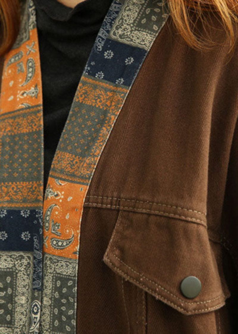 Lyxig Brun Casual Pockets Slips Höstkappa - Orange