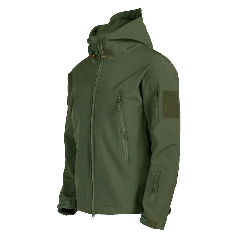 Män Casual Youth Hoodie Vindtät Vattentät Andas Varm Outdoor Soft Shell Fleecejacka - Svart