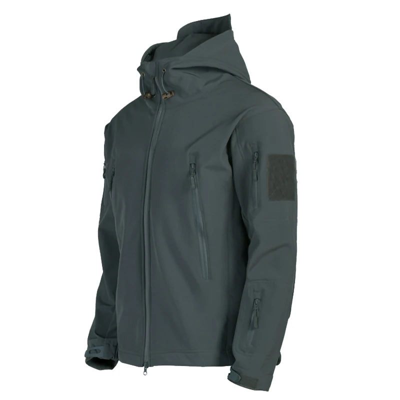 Män Casual Youth Hoodie Vindtät Vattentät Andas Varm Outdoor Soft Shell Fleecejacka - Svart