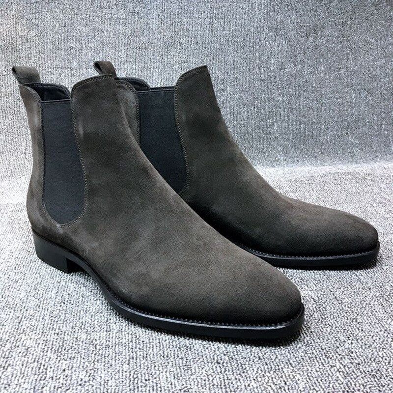 Män Chelsea Boots Vår Höst Hög Hjälp Klassisk Stil Casual Män Skor - Svart