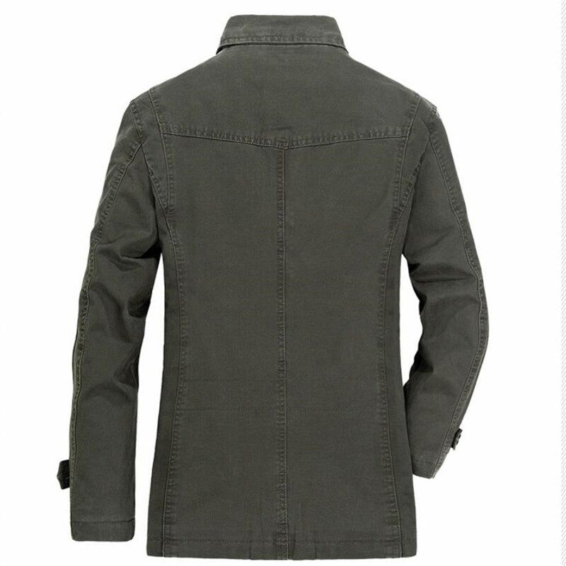 Militär Kavajjacka Herr Vår Höst Casual Tvättade Bomullsrockar Army Bomberdräkt Jackor Denim Cargo Trench - Kaki