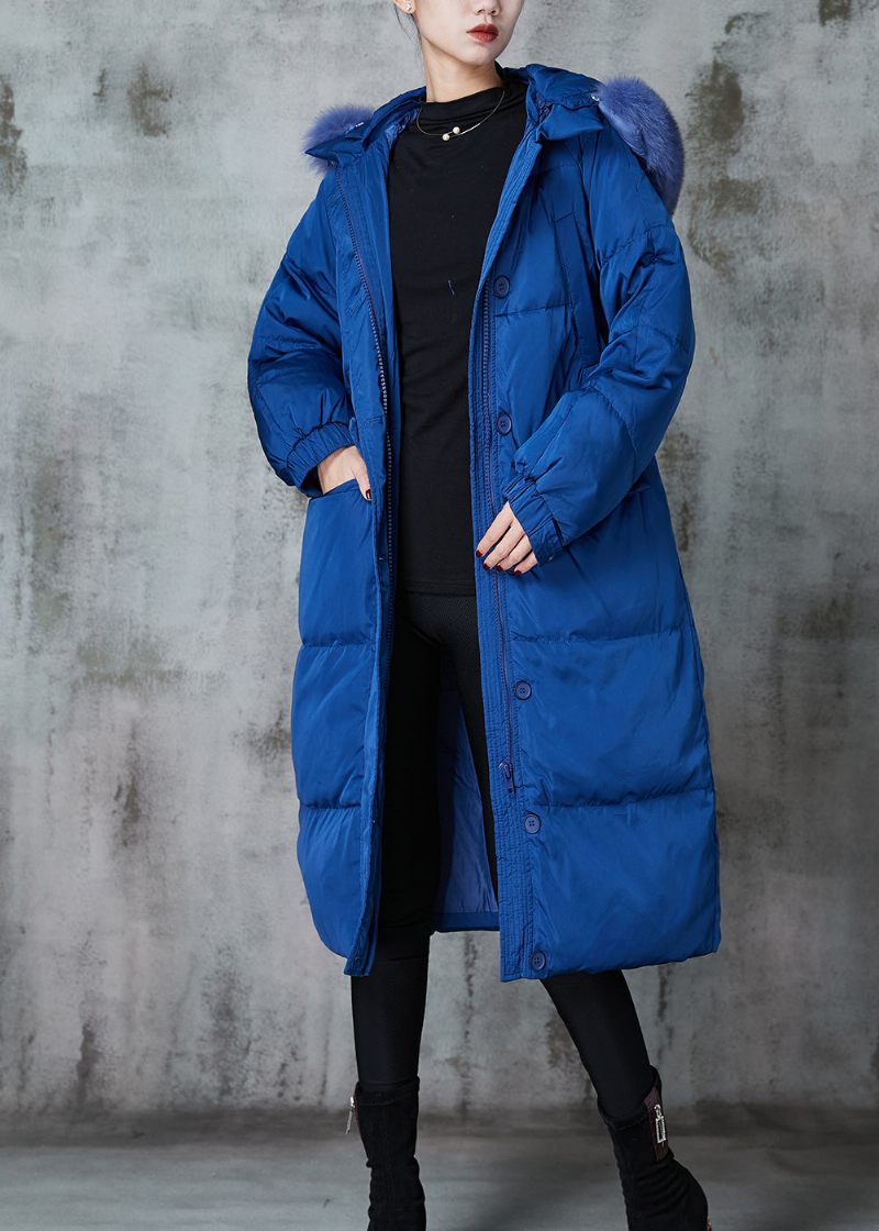 Mode Blå Oversized Duck Down Puffers Jackor Vinter - Dunjackor för kvinnor