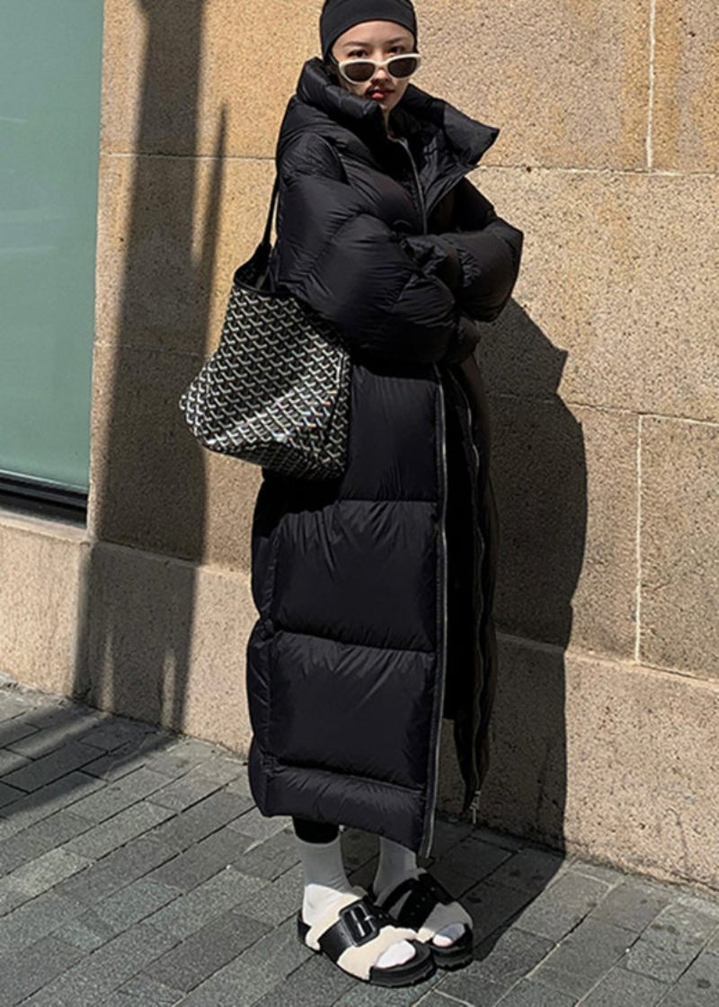 Mode Khaki Fickor Med Dragkedjor Hooded Duck Down Puffer Coat Winter - Dunjackor för kvinnor