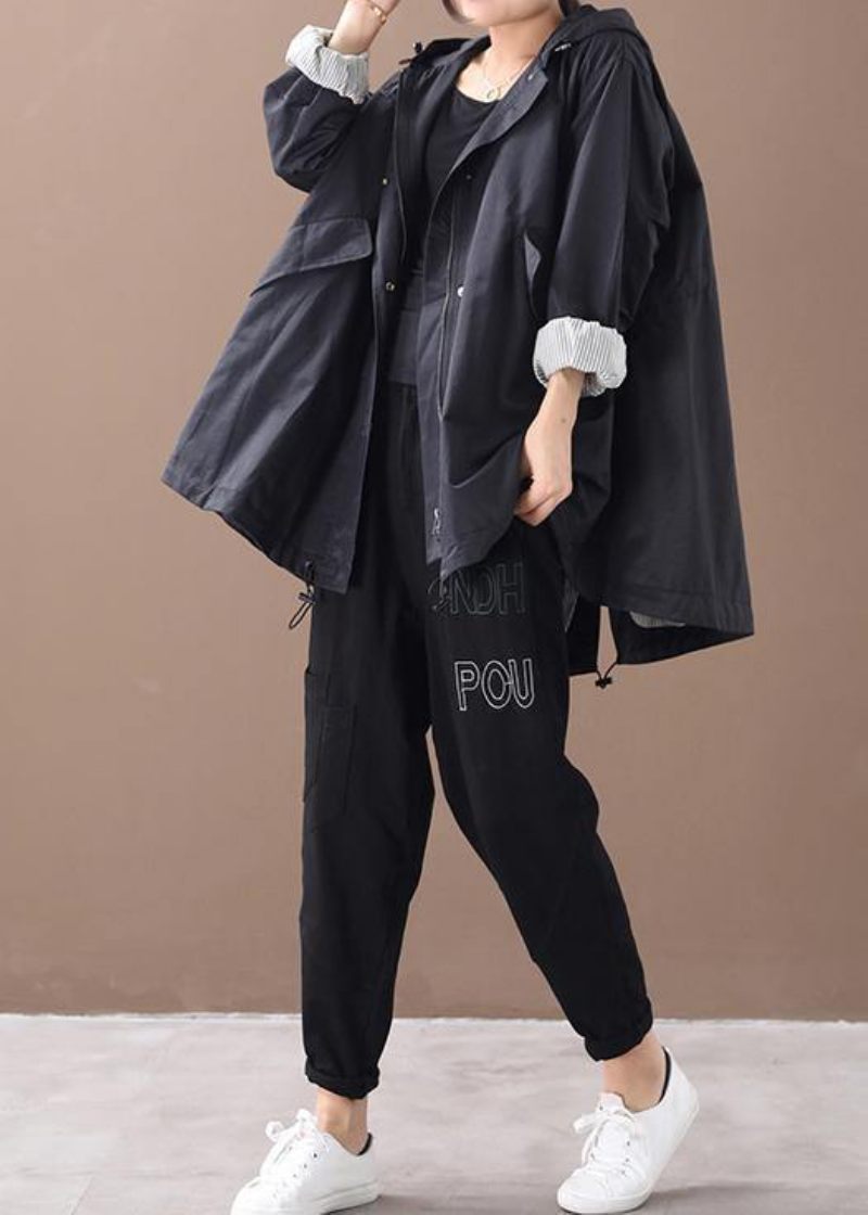 Moderna Huva Baggy Plus Size Kläder För Kvinnor Grön Silhuett Vinter Ytterkläder - Grön