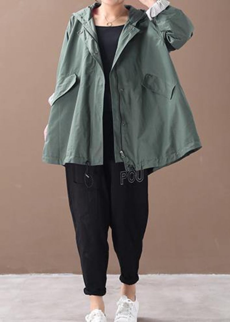 Moderna Huva Baggy Plus Size Kläder För Kvinnor Grön Silhuett Vinter Ytterkläder - Grön