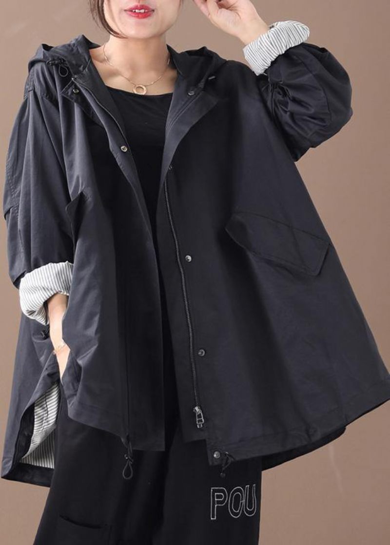 Moderna Huva Baggy Plus Size Kläder För Kvinnor Grön Silhuett Vinter Ytterkläder - Grön