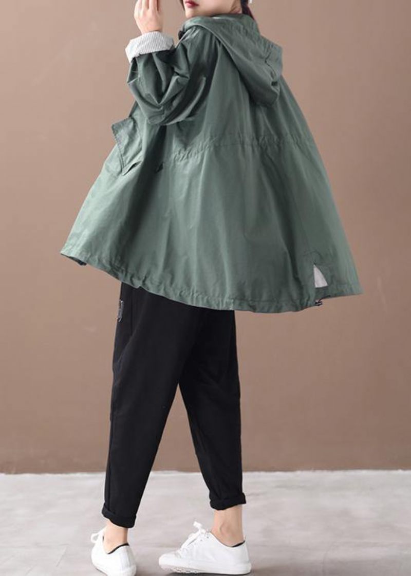 Moderna Huva Baggy Plus Size Kläder För Kvinnor Grön Silhuett Vinter Ytterkläder - Grön