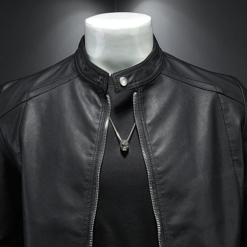 Motorcykel Skinnjackor Herr Business Casual Biker Skinnjacka - Svart