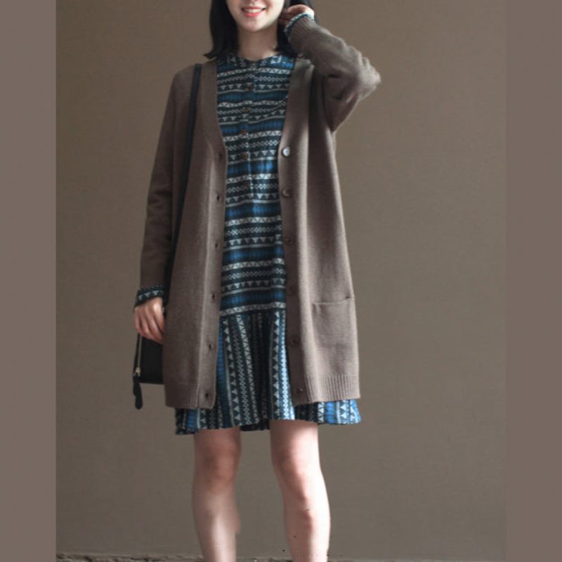 Naken Vintage Kaninull Blandade Tröja Kappor Plus Size Casual Långärmade Stickade Cardigans