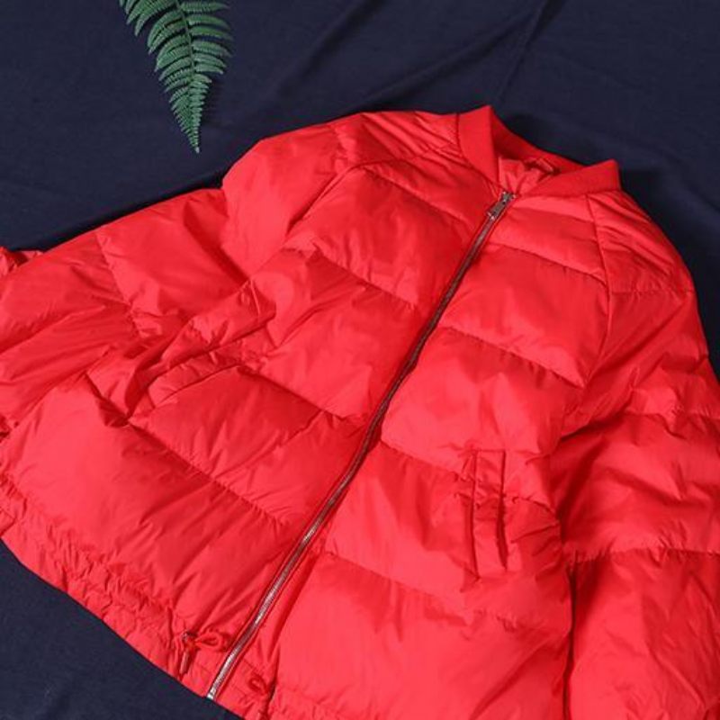 Ny Avslappnad Damparka Jackor Röd Stativkrage Ruffles Varm Vinterkappa - Svart