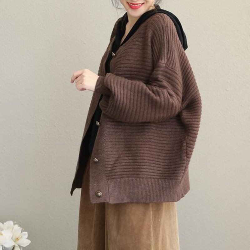 Ny Fshion Black And Chocolate Vintage Button Down Short Coat För Kvinnor - Svart