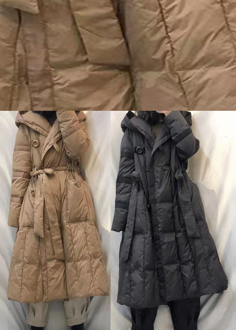 Ny Khaki Pockets Button Loose Winter Duck Dunjacka - Svart