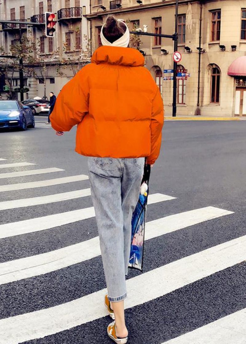 Ny Orange Kappa Med Ankdun Plus Size Kläder Damparka Ställkrage Stora Fickor Fina Kappor - Blå