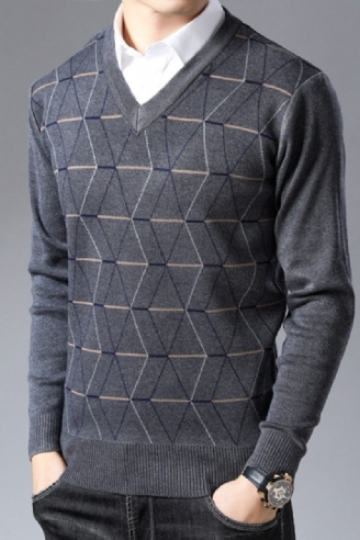 Ny Tröja För Herrtröjor V-ringad Slim Fit-tröjor Stickad Tjock Varm Höststil Fritidskläder Herr