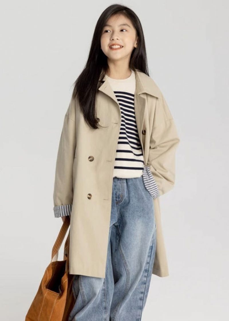 Nya Khaki Dubbla Bröstfickor Bomull Girls Trench Spring - Vinterkappor för kvinnor