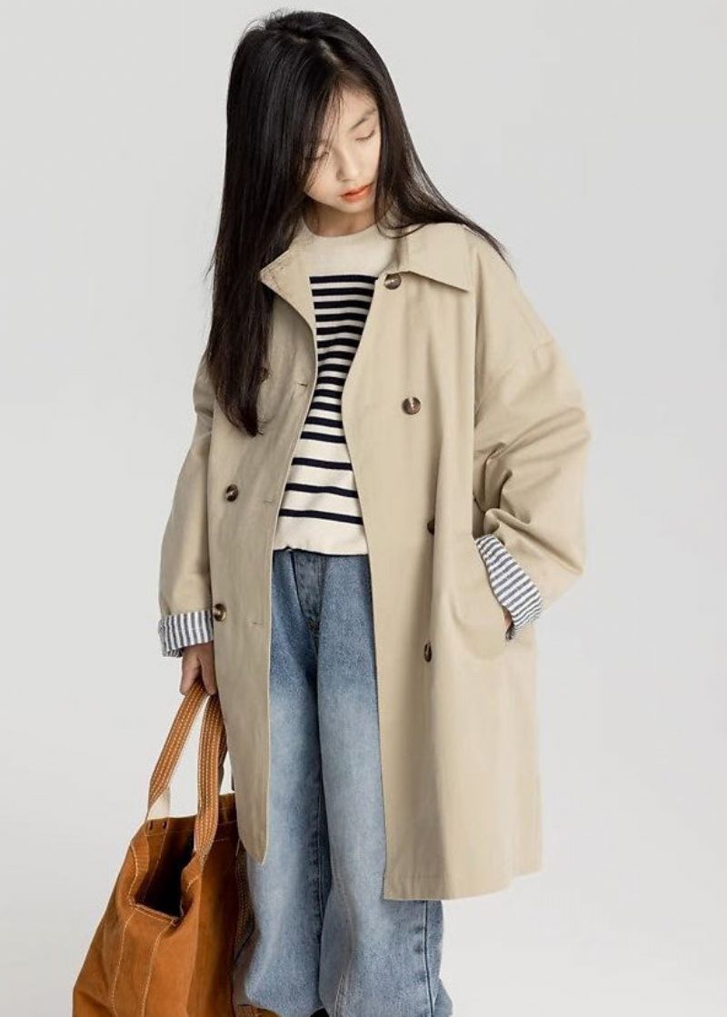 Nya Khaki Dubbla Bröstfickor Bomull Girls Trench Spring - Vinterkappor för kvinnor