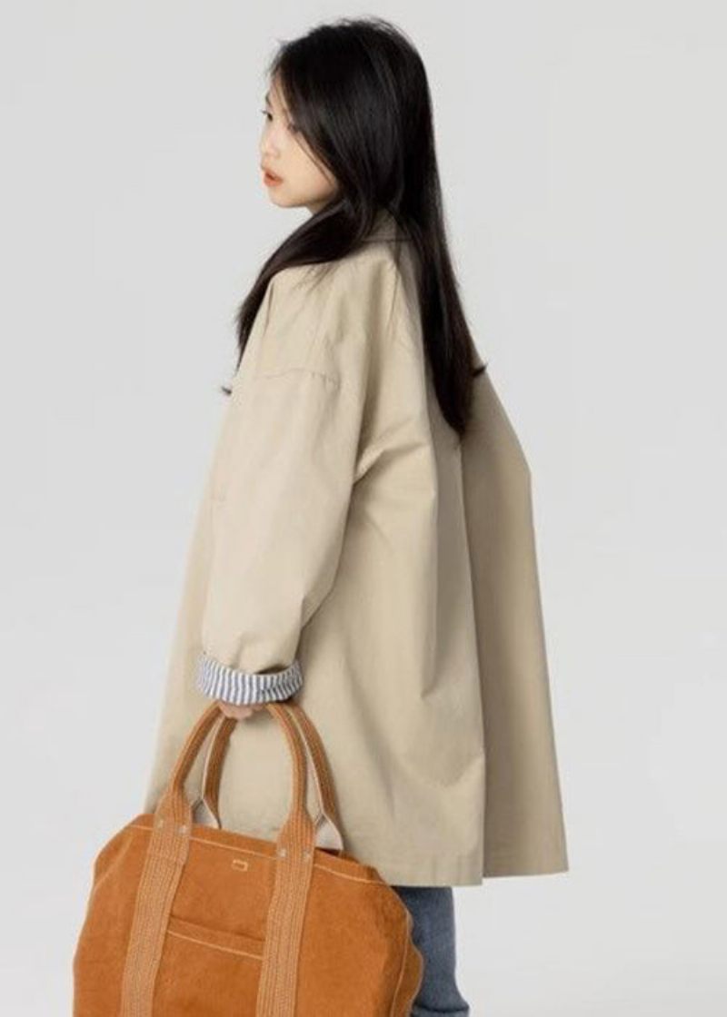 Nya Khaki Dubbla Bröstfickor Bomull Girls Trench Spring - Vinterkappor för kvinnor