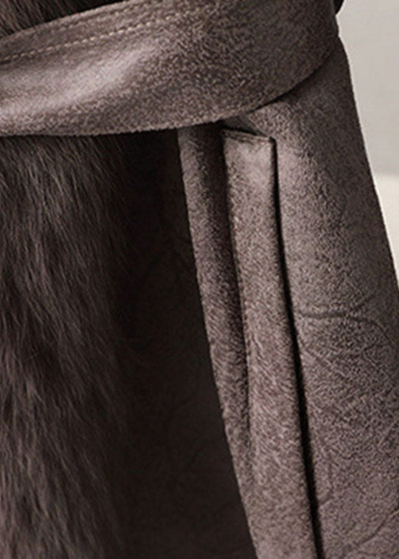 Plus Size Bean Paste Färg Patchwork Fickor Knyt Midja Vinter Långärmad Parkas - Bönpastafärg