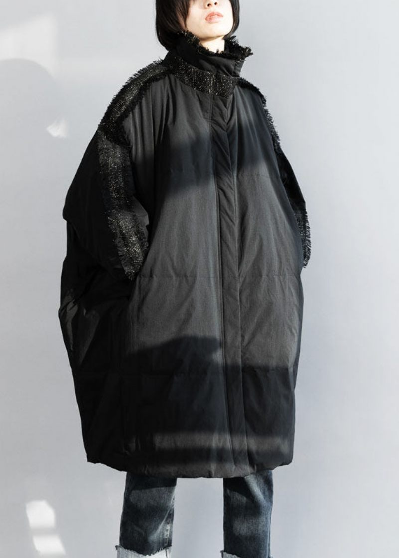 Plus Size Black Zip Up Tofs Oversized Duck Down Coat Vinter