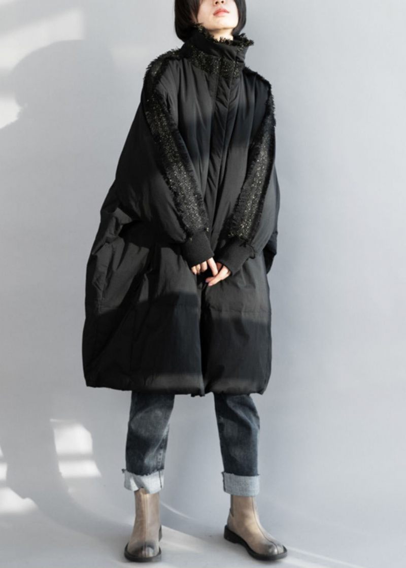 Plus Size Black Zip Up Tofs Oversized Duck Down Coat Vinter - Dunjackor för kvinnor