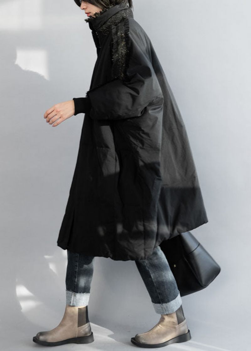 Plus Size Black Zip Up Tofs Oversized Duck Down Coat Vinter - Dunjackor för kvinnor