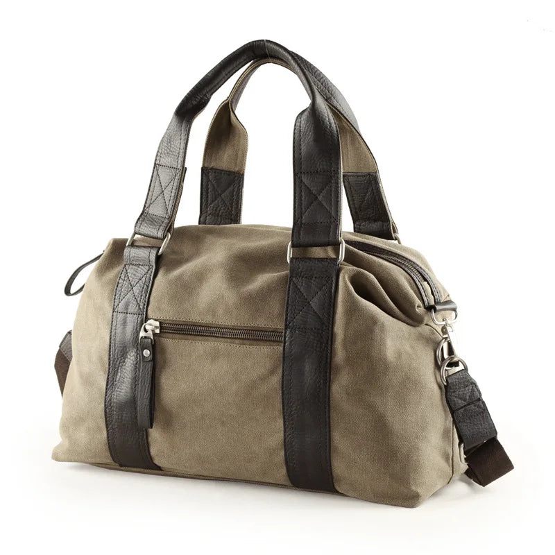 Retro Canvas Handväska För Herr Reseaxelväska Bagageväska Casual Crossbody-väska - Svart