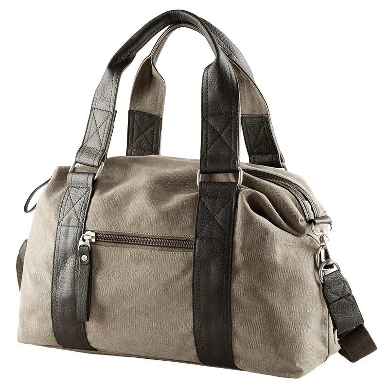 Retro Canvas Handväska För Herr Reseaxelväska Bagageväska Casual Crossbody-väska - Svart