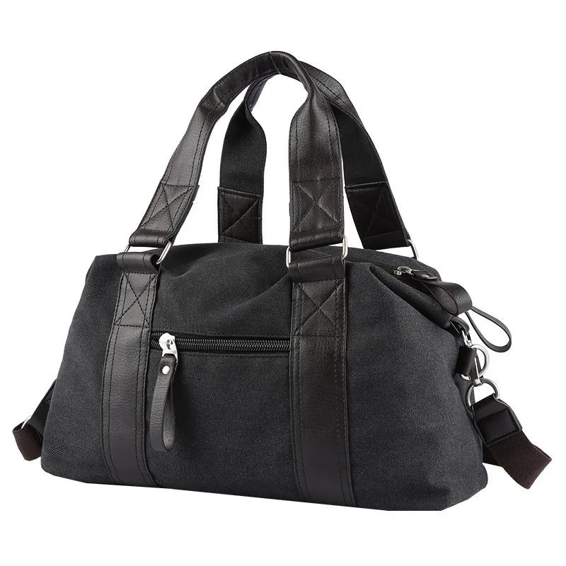 Retro Canvas Handväska För Herr Reseaxelväska Bagageväska Casual Crossbody-väska - Svart