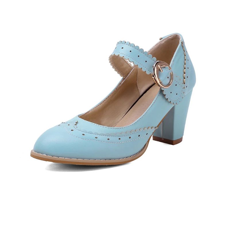 Retro Klänning Skor Dam Söt Blå Rosa Kvinna Vintage Fest Bröllop Pumps Dam - Rosa