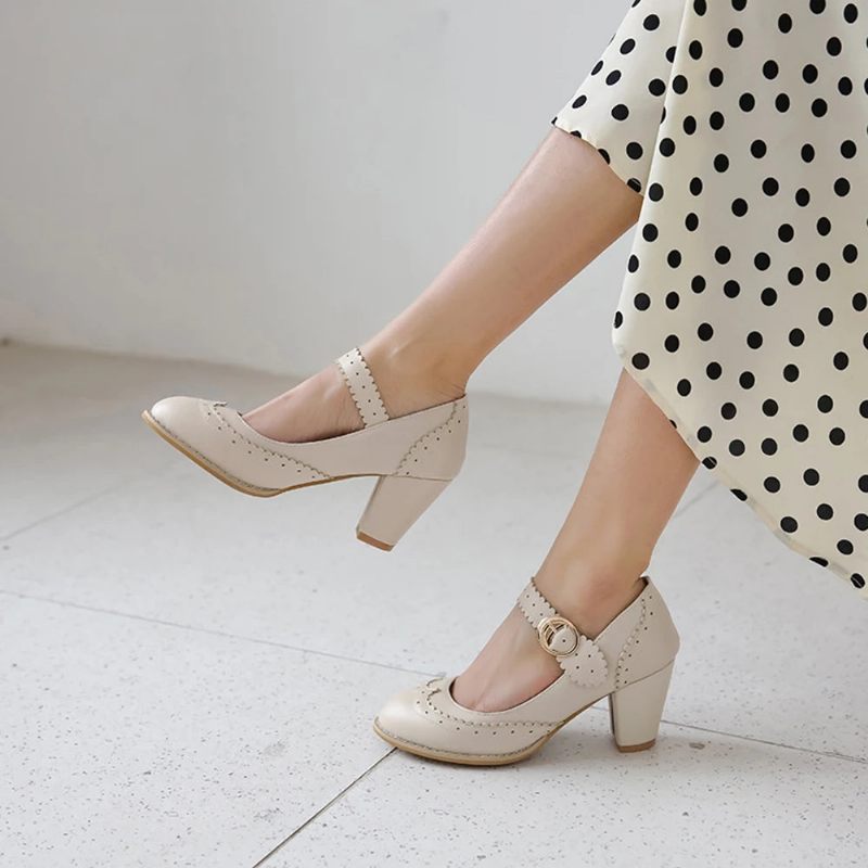 Retro Klänning Skor Dam Söt Blå Rosa Kvinna Vintage Fest Bröllop Pumps Dam - Rosa