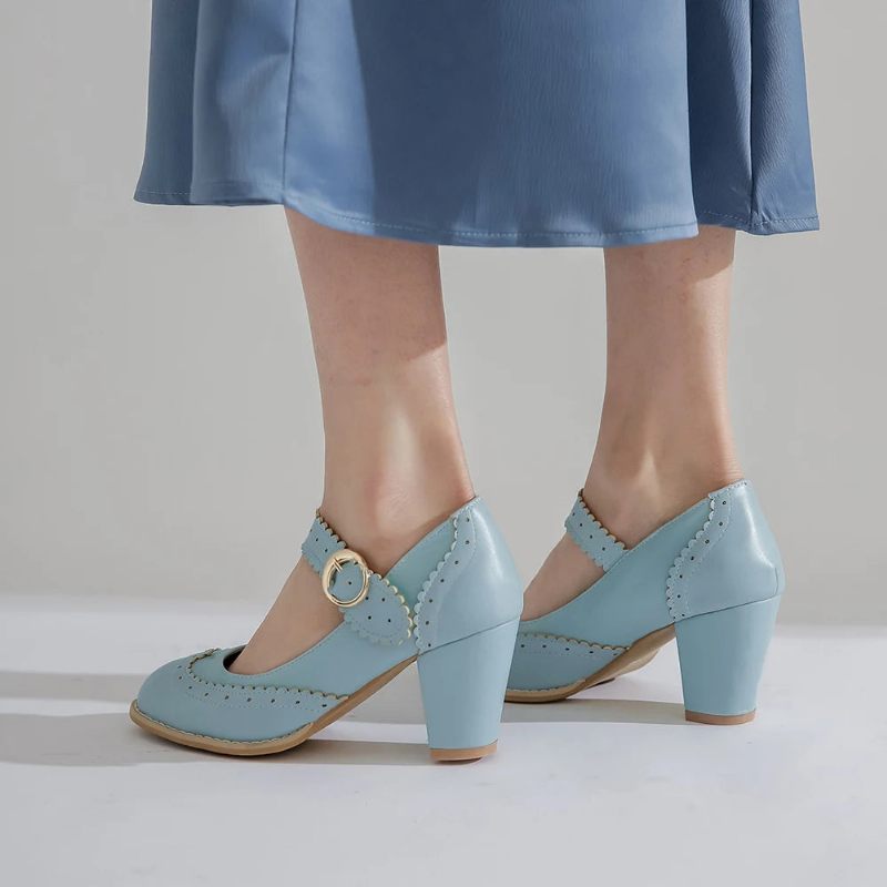 Retro Klänning Skor Dam Söt Blå Rosa Kvinna Vintage Fest Bröllop Pumps Dam - Rosa