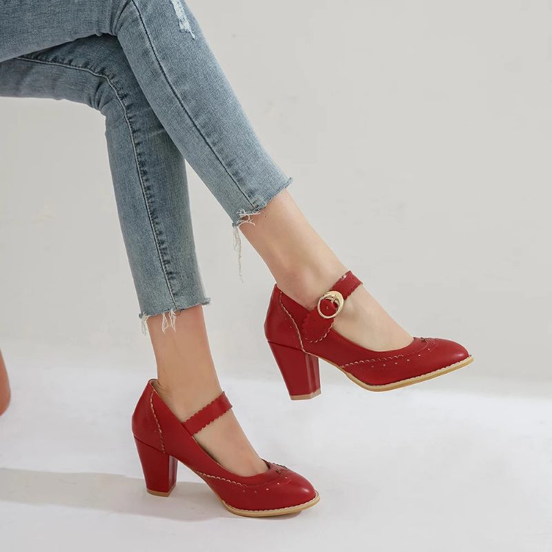 Retro Klänning Skor Dam Söt Blå Rosa Kvinna Vintage Fest Bröllop Pumps Dam - Rosa