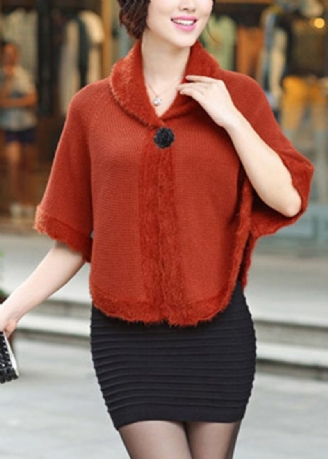Röd Peter Pan Krage Stickad Cardigan Fall
