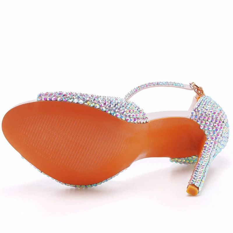 Sommar Sweet High Heels Brudbröllopsskor Bankettklänning Stilett Kvinnliga Gladiator Sandaler - Silver