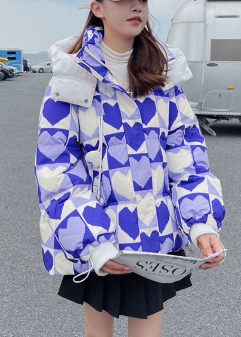 Söt Rosa Hooded Heart Print Fin Bomullsfylld Jacka På Vintern - Dunjackor för kvinnor