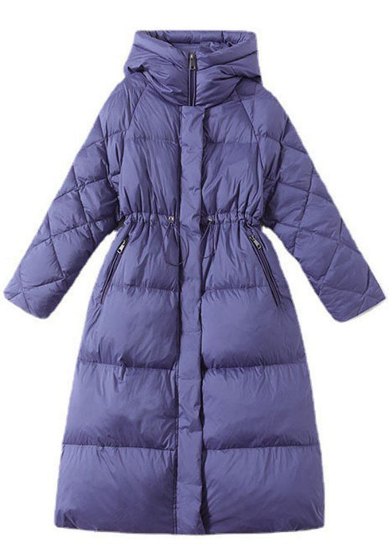 Stil Lila Hooded Dragsko Duck Down Puffer Jacka Vinter - Lila