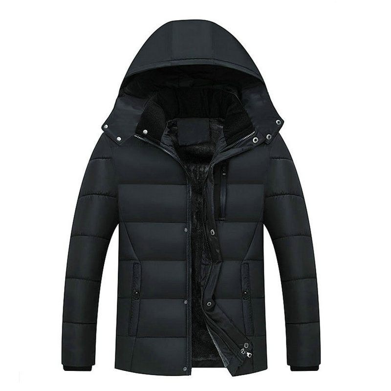 Streetwear Vinter Tjocka Rockar För Män Varma Manliga Jackor Vadderade Casual Hooded Thermal Parka Nya Män Överrockar Herrkläder - Marinblå