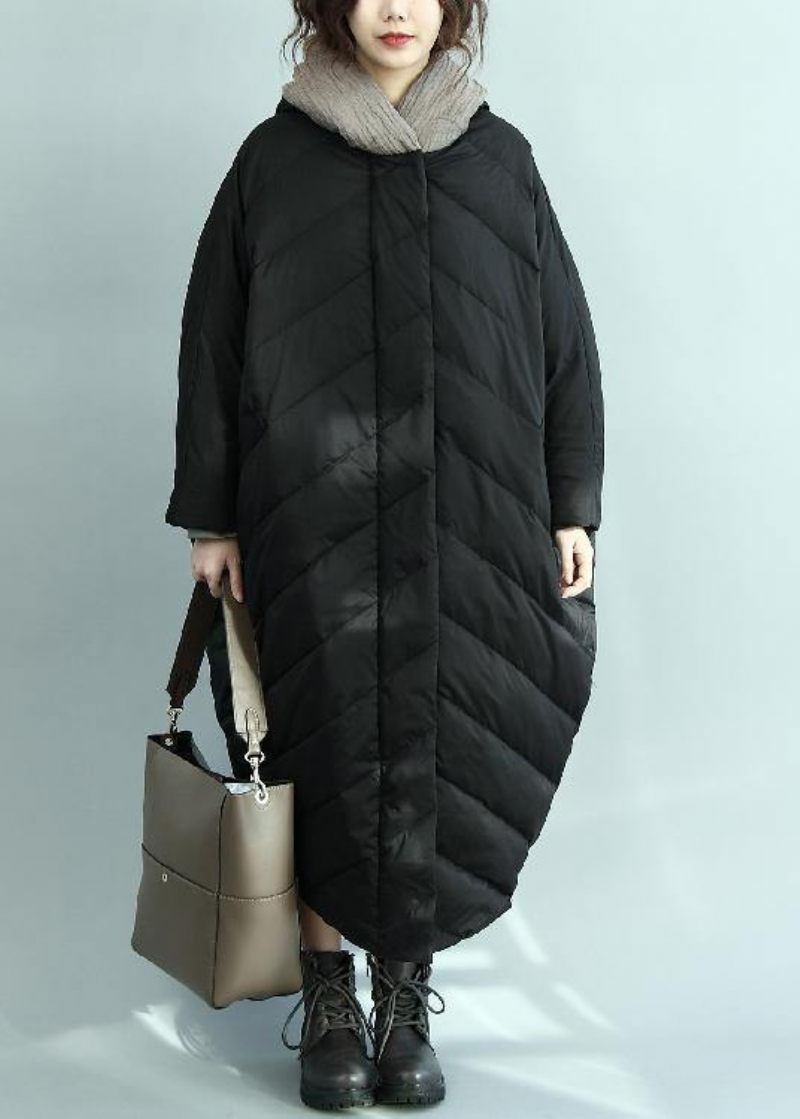Svart Dunkappa Vinter Oversize Huva Dam Parka Nya Ytterkläder - Dunjackor för kvinnor