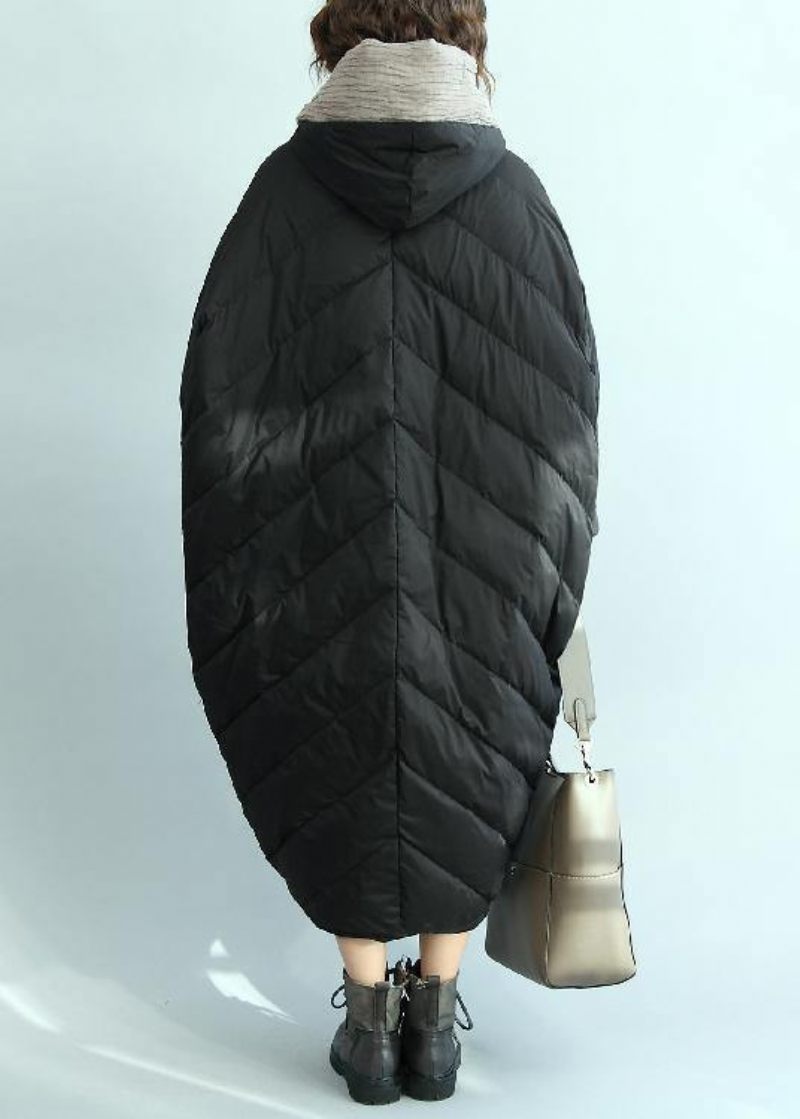 Svart Dunkappa Vinter Oversize Huva Dam Parka Nya Ytterkläder - Dunjackor för kvinnor